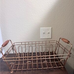 Hearth & Hand Copper Wire Basket with Wooden Handles